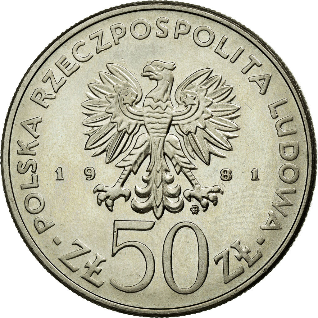 Coin, Poland, 50 Zlotych, 1981, AU(55-58), Copper-nickel, KM:122