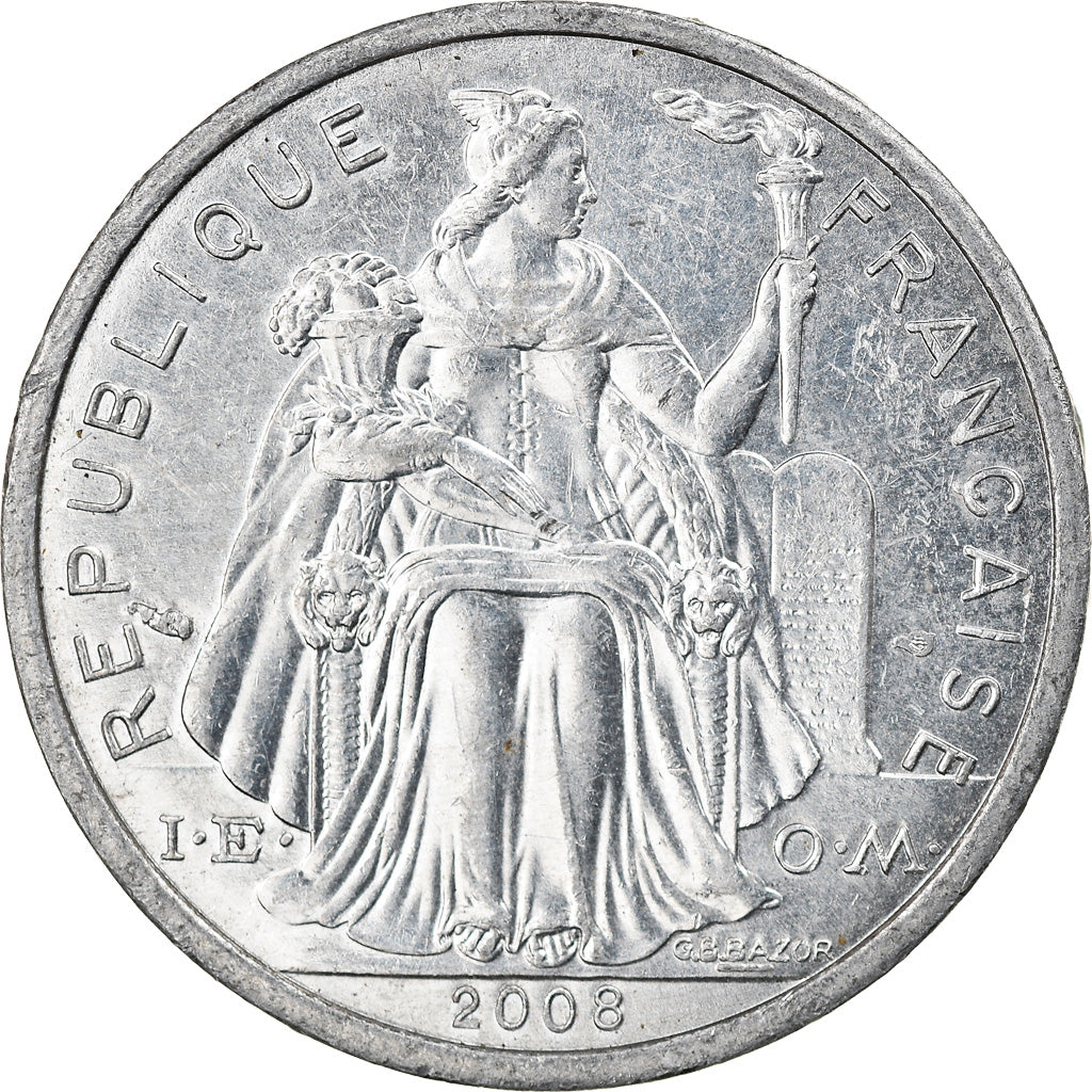Coin, New Caledonia, 2 Francs, 2008, Paris, EF(40-45), Aluminum, KM:14