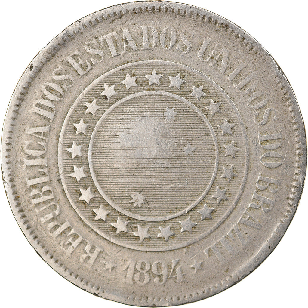 Coin, Brazil, 200 Reis, 1894, VF(20-25), Copper-nickel, KM:493