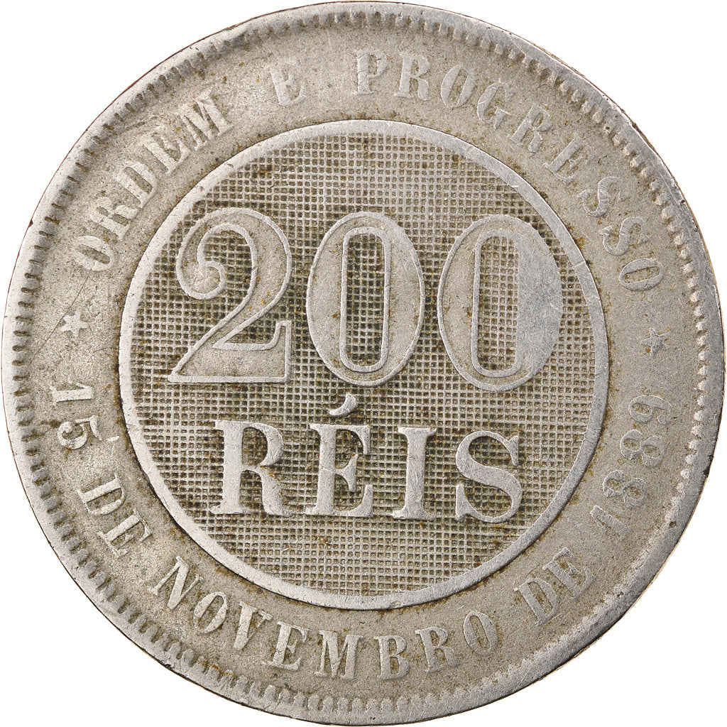 Coin, Brazil, 200 Reis, 1894, VF(20-25), Copper-nickel, KM:493