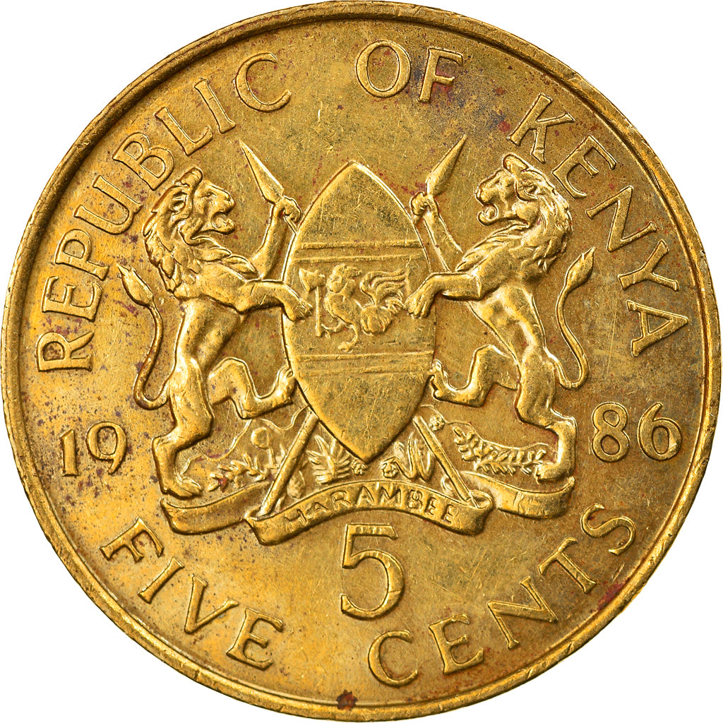 Moneta, Kenya, 5 Cents, 1986, British Royal Mint, BB, Nichel-ottone, KM:17