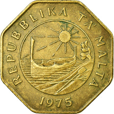 Coin, Malta, 25 Cents, 1975, EF(40-45), Brass, KM:29