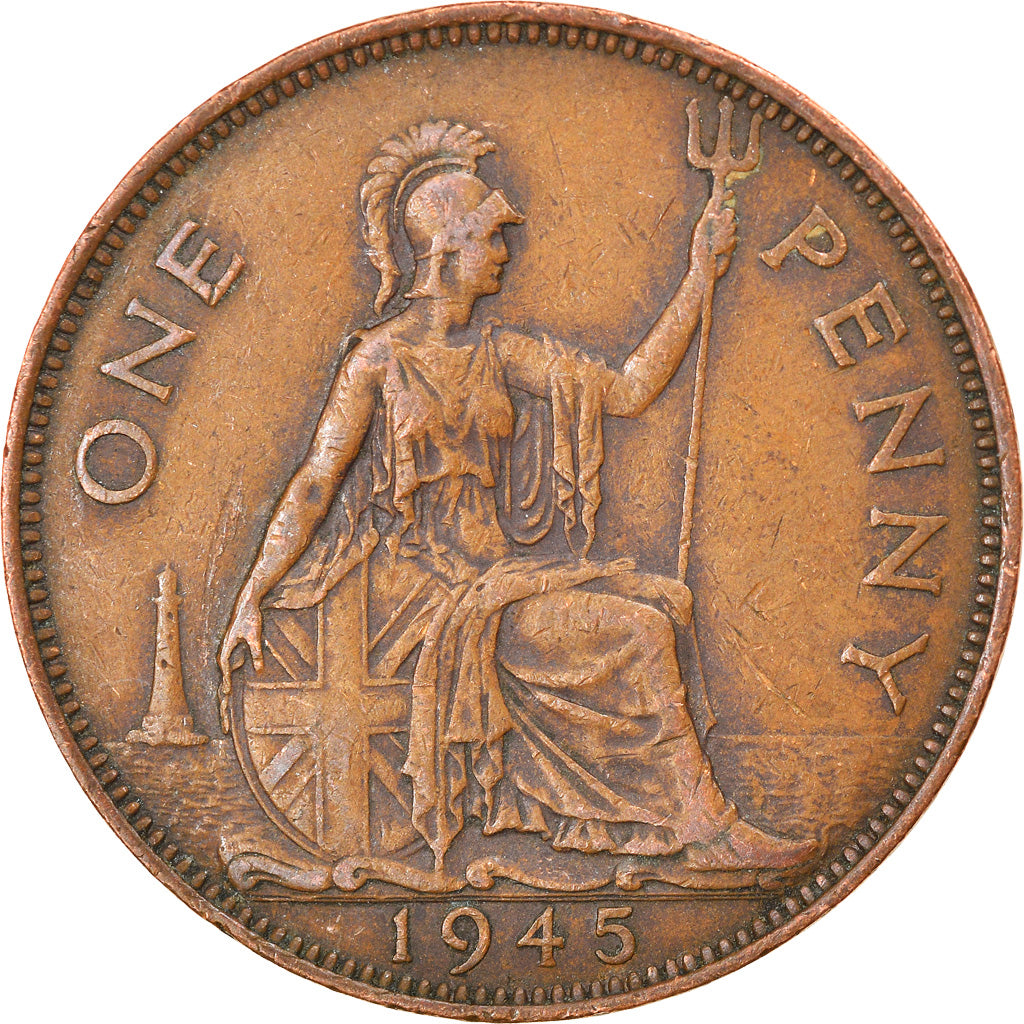 Coin, Great Britain, George VI, Penny, 1945, VF(30-35), Bronze, KM:845