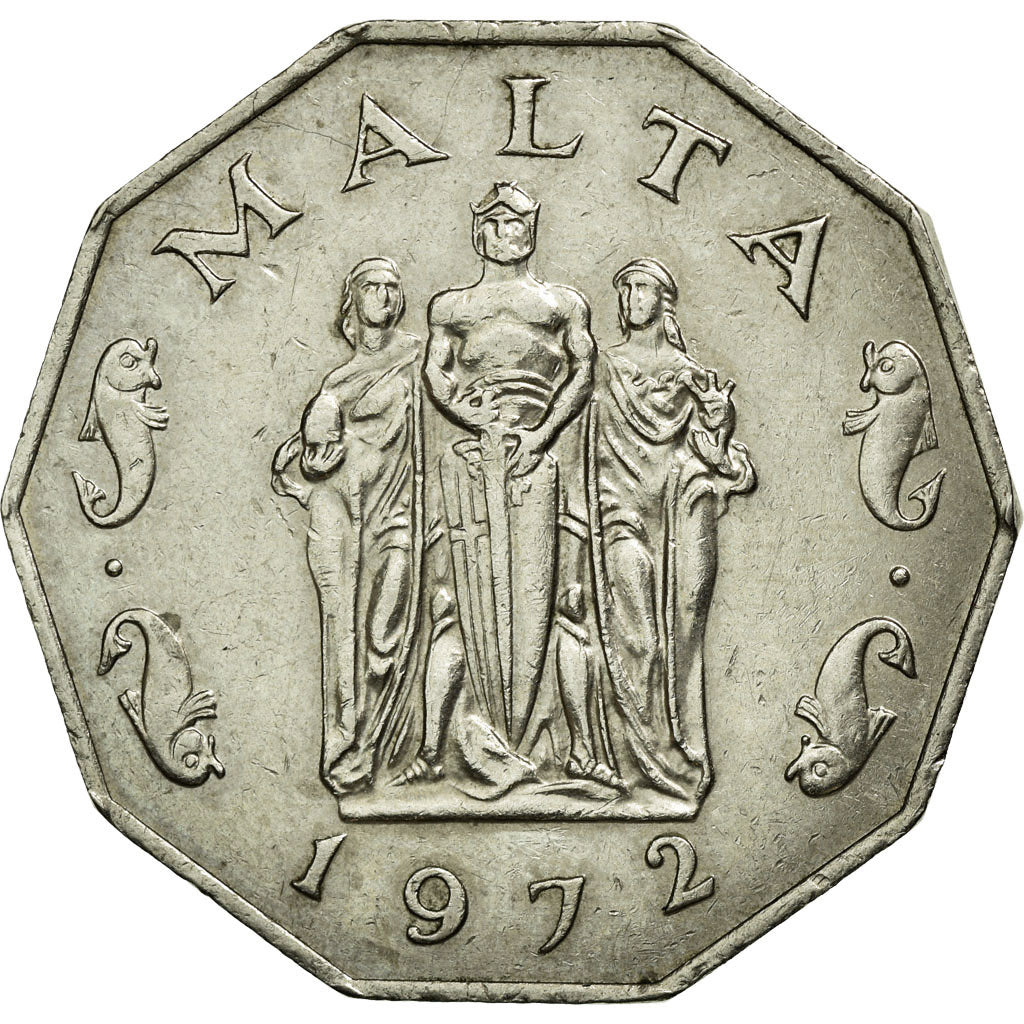 Coin, Malta, 50 Cents, 1972, EF(40-45), Copper-nickel, KM:12