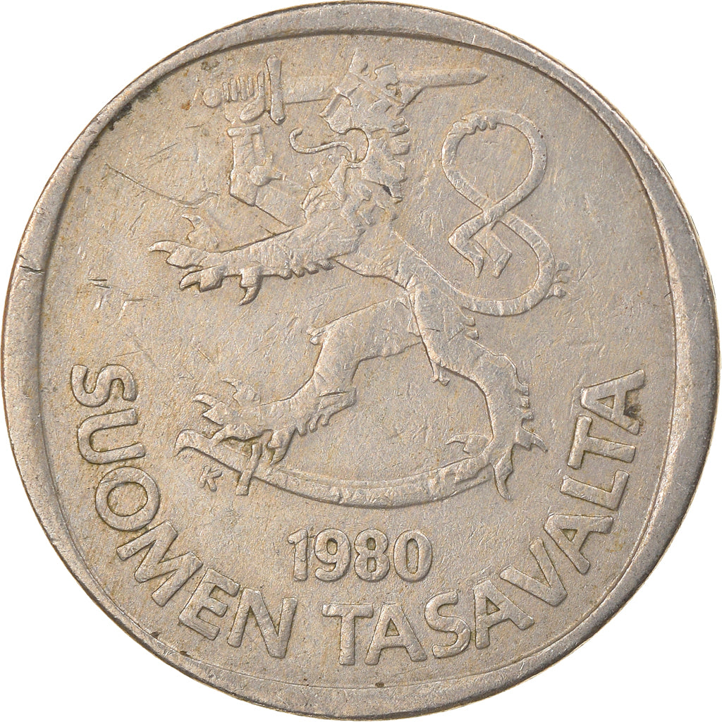Moeda, Finlândia, Markka, 1980, VF(30-35), Cobre-níquel, KM:49a