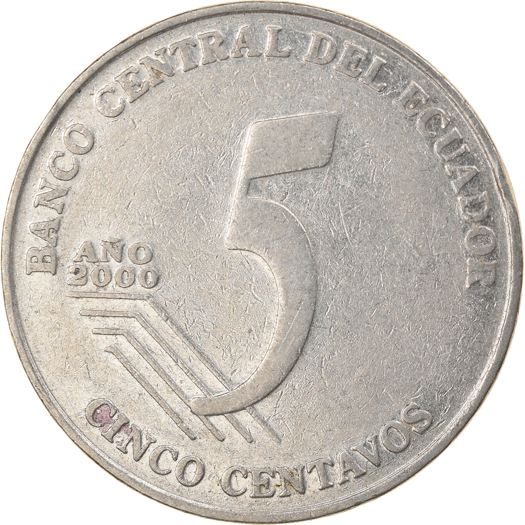 Coin, Ecuador, 5 Centavos, Cinco, 2000, VF(30-35), Steel, KM:105