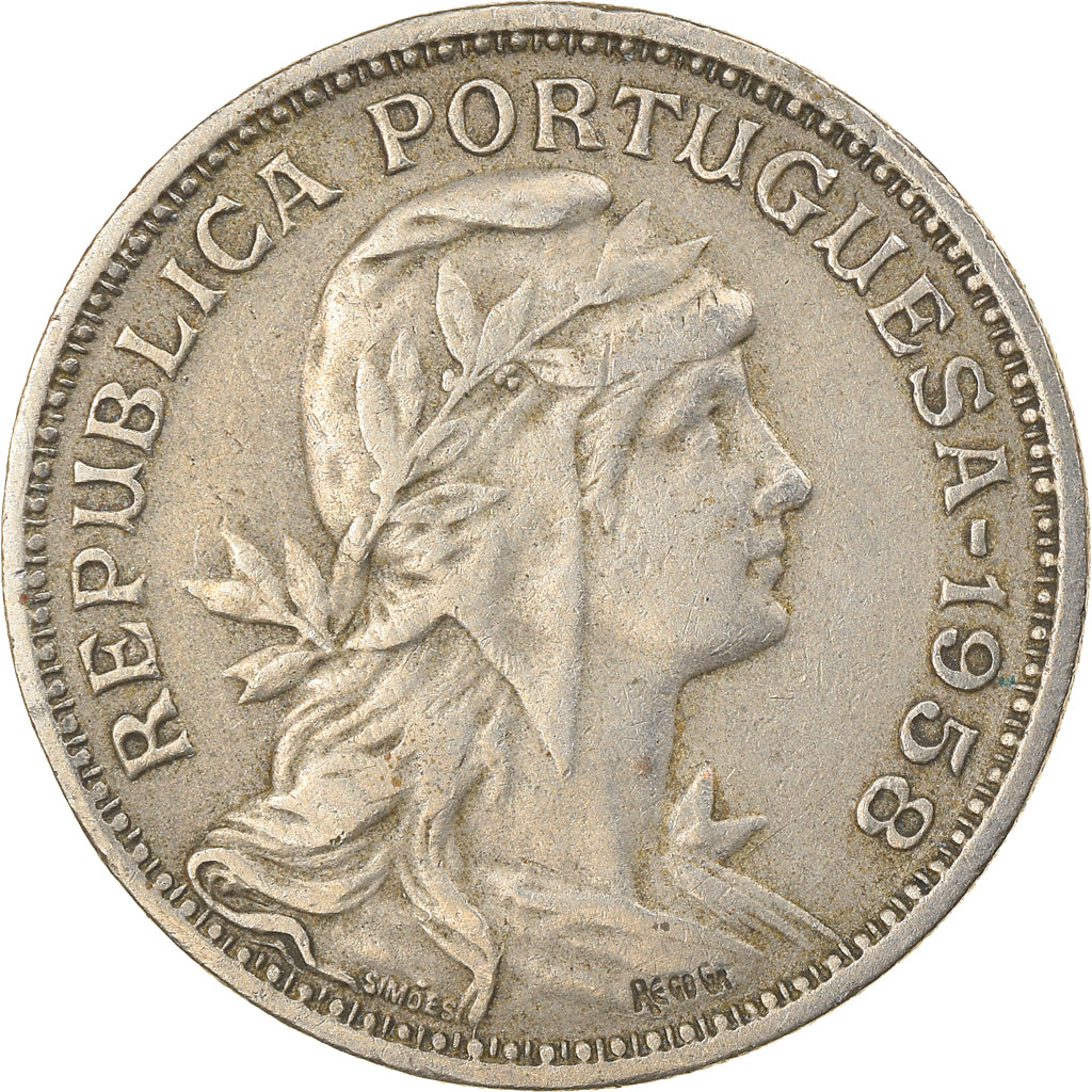 Münze, Portugal, 50 Centavos, 1958, S+, Copper-nickel, KM:577
