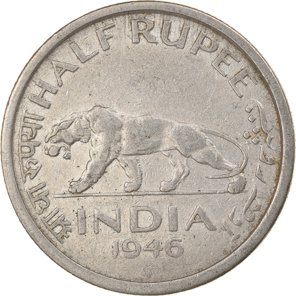Münze, INDIA-BRITISH, George VI, 1/2 Rupee, 1946, S, Nickel, KM:553