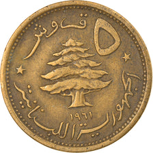 Coin, Lebanon, 5 Piastres, 1961, VF(30-35), Aluminum-Bronze, KM:21