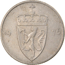 Moneta, Norwegia, Olav V, 50 Öre, 1976, VF(30-35), Miedź-Nikiel, KM:418