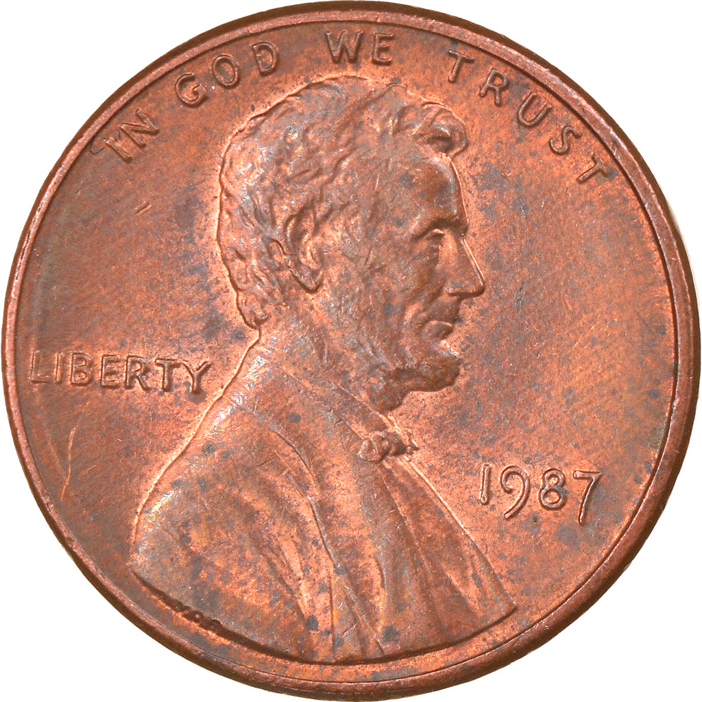 Monnaie, États-Unis, Lincoln Cent, Cent, 1987, U.S. Mint, Philadelphie, TB+