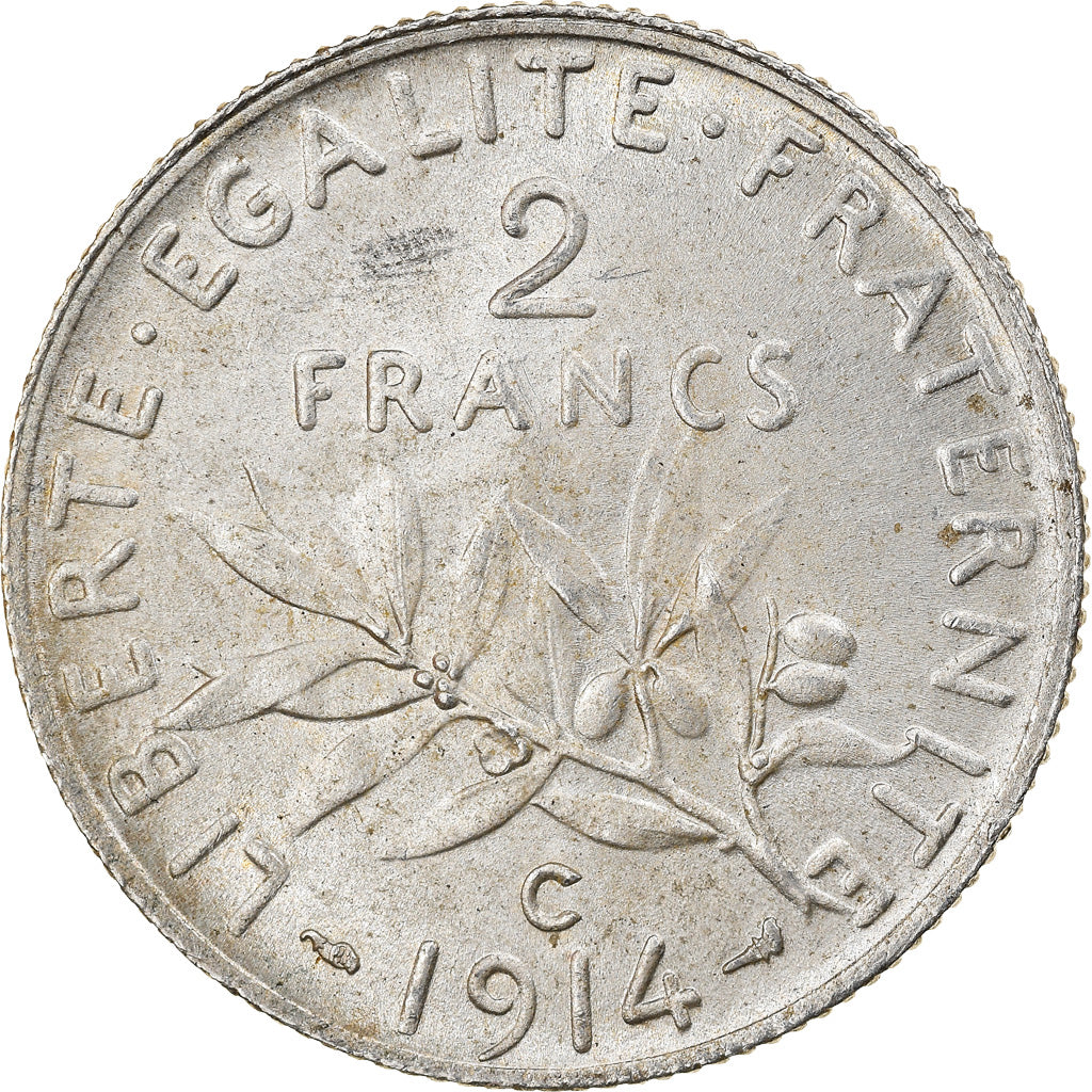 Monnaie, France, Semeuse, 2 Francs, 1914, Castelsarrasin, TTB, Argent