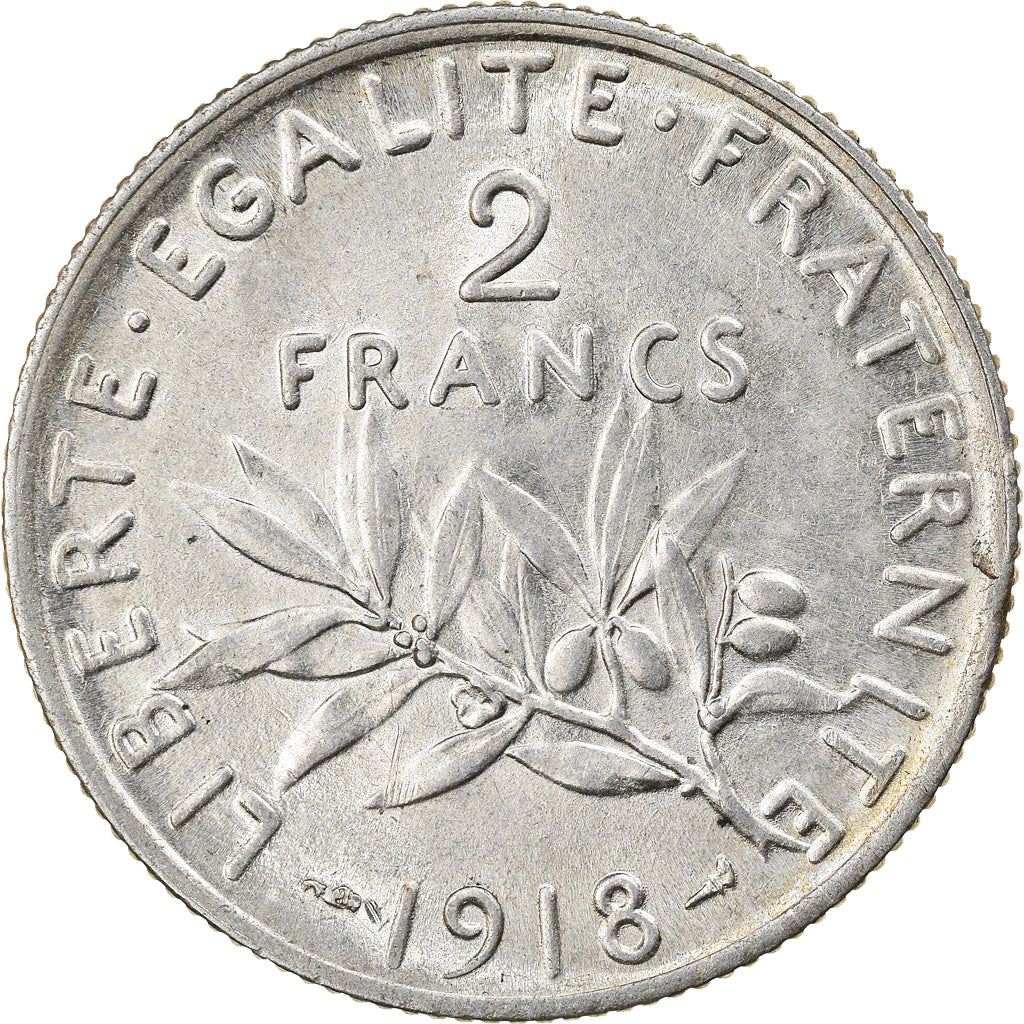 Moneta, Francia, Semeuse, 2 Francs, 1918, Paris, SPL-, Argento, KM:845.1