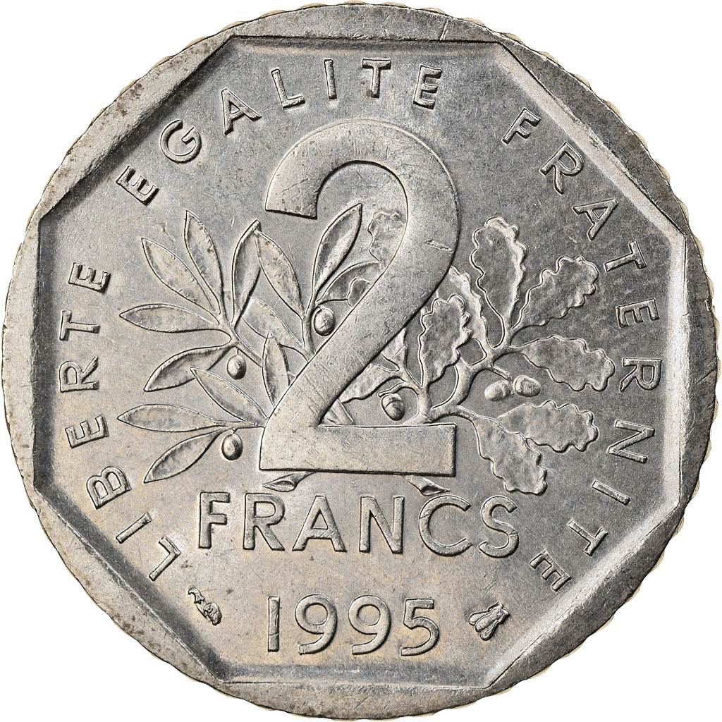 Coin, France, Semeuse, 2 Francs, 1995, Paris, AU(55-58), Nickel, KM:942.2