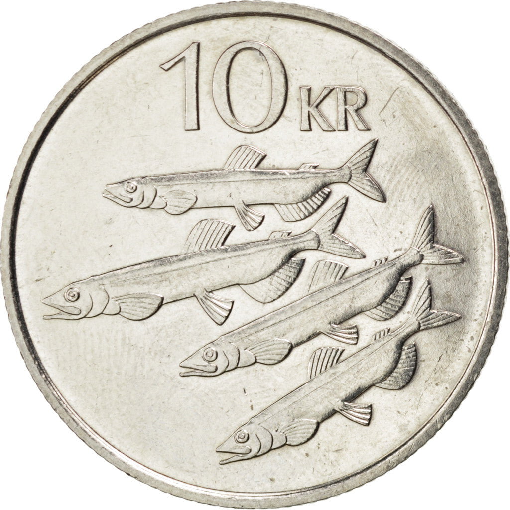 ICELAND, 10 Kronur, 1987, KM #29.1, MS(60-62), Copper-Nickel, 27.5, 7.98