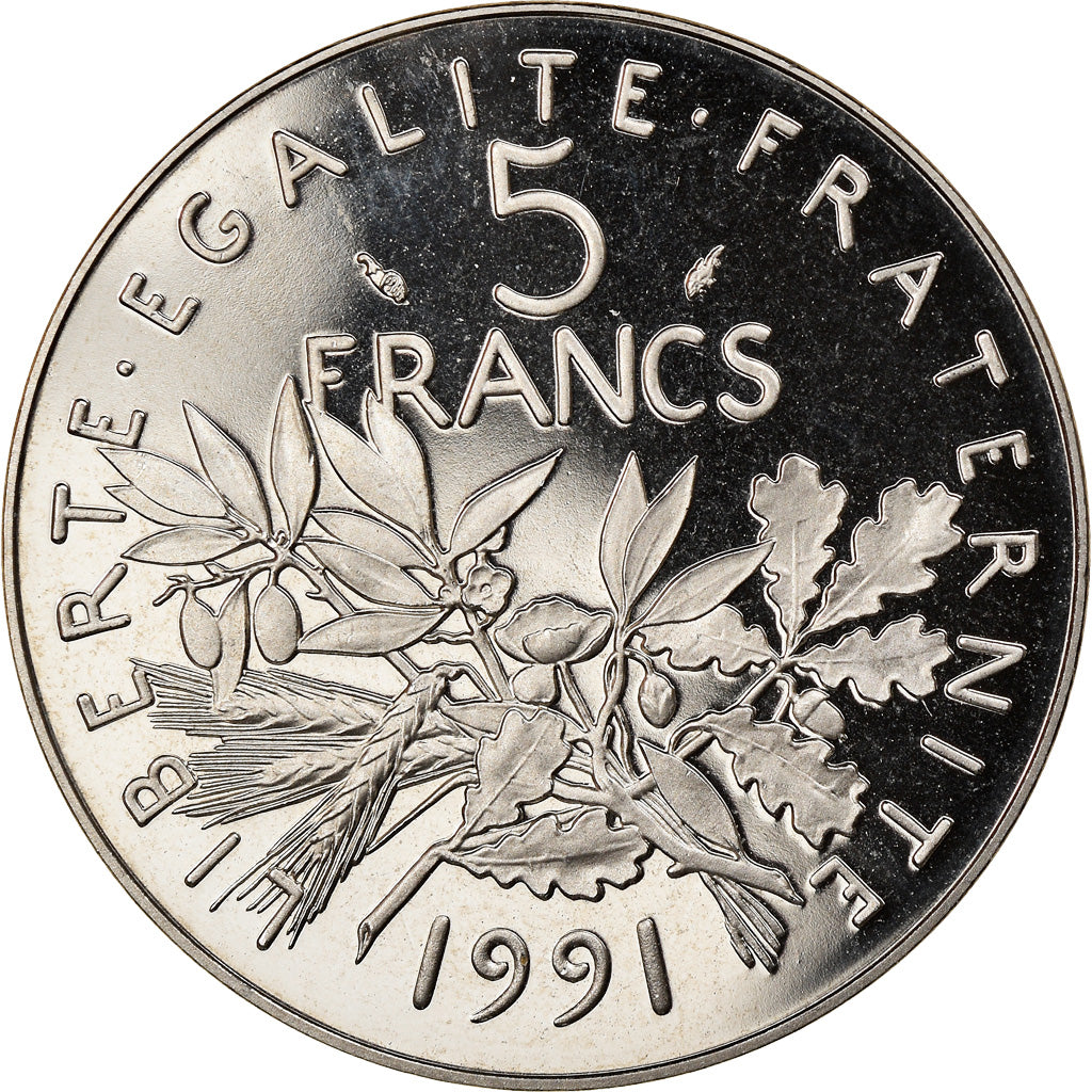 Coin, France, Semeuse, 5 Francs, 1991, Paris, MS(60-62), Nickel Clad