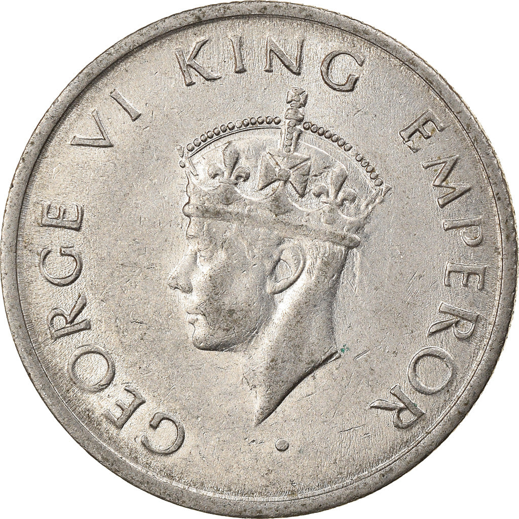 Coin, INDIA-BRITISH, George VI, 1/2 Rupee, 1947, EF(40-45), Nickel, KM:553