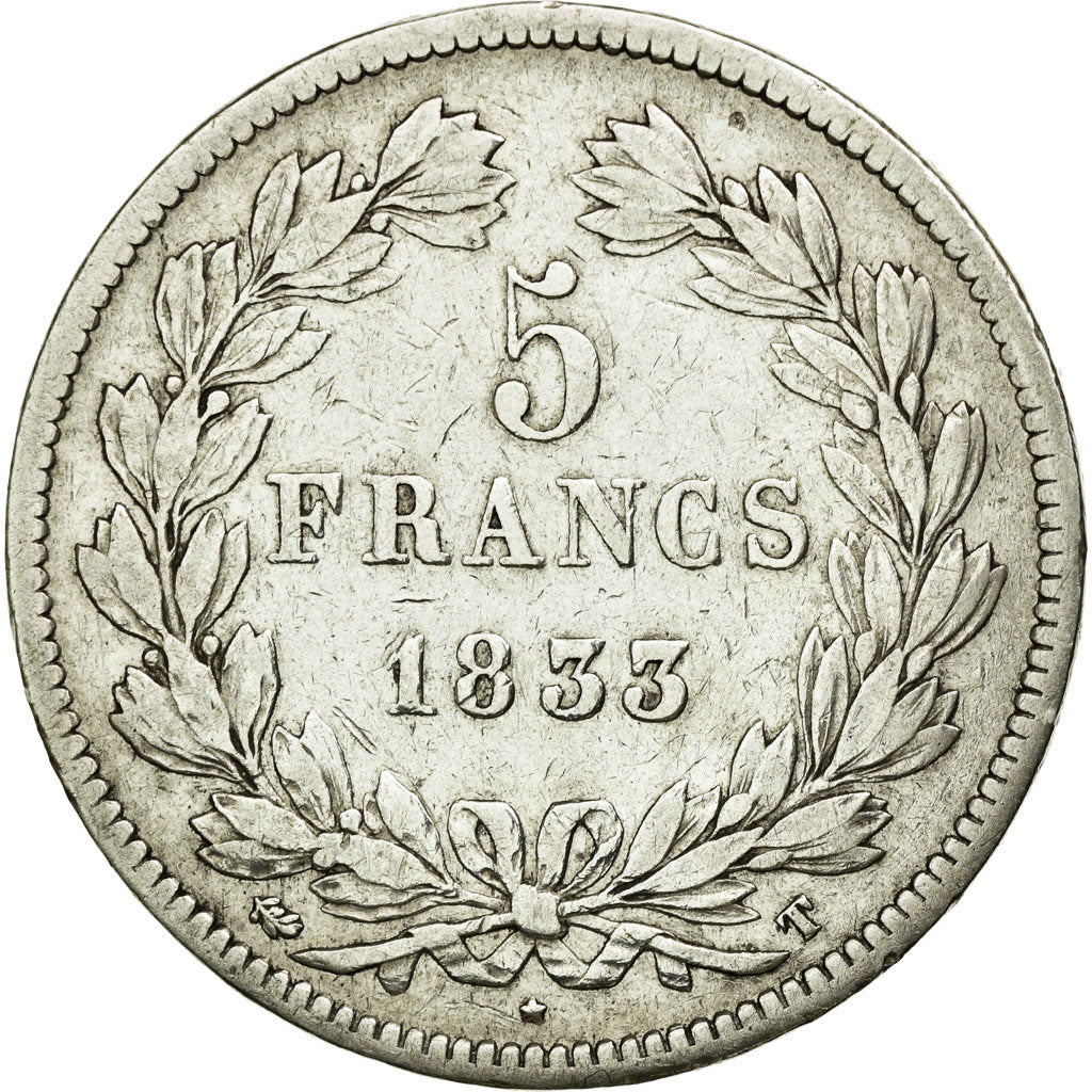 Coin, France, Louis-Philippe, 5 Francs, 1833, Nantes, VF(20-25), Silver