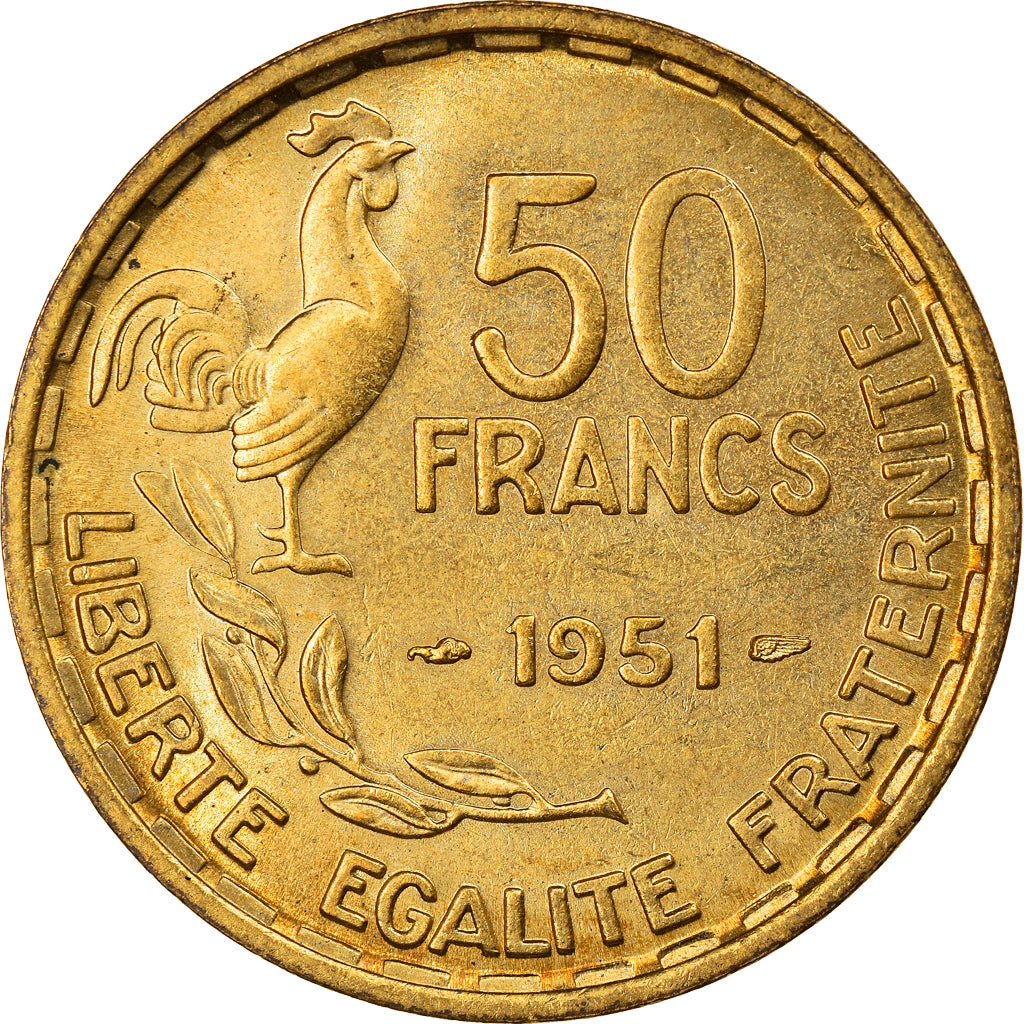 Munten, Frankrijk, Guiraud, 50 Francs, 1951, Paris, PR, Aluminum-Bronze
