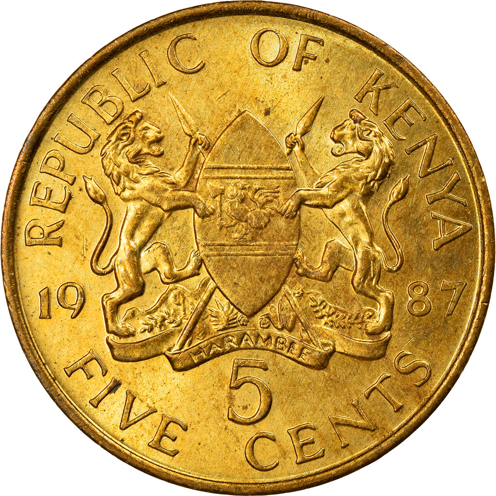 Monnaie, Kenya, 5 Cents, 1987, British Royal Mint, SUP, Nickel-brass, KM:17