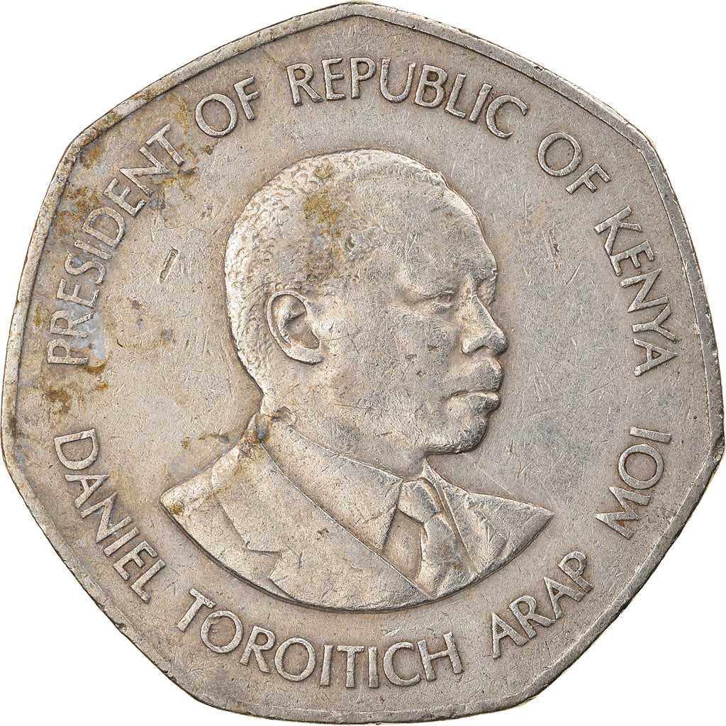 Coin, Kenya, 5 Shillings, 1985, British Royal Mint, VF(20-25), Copper-nickel