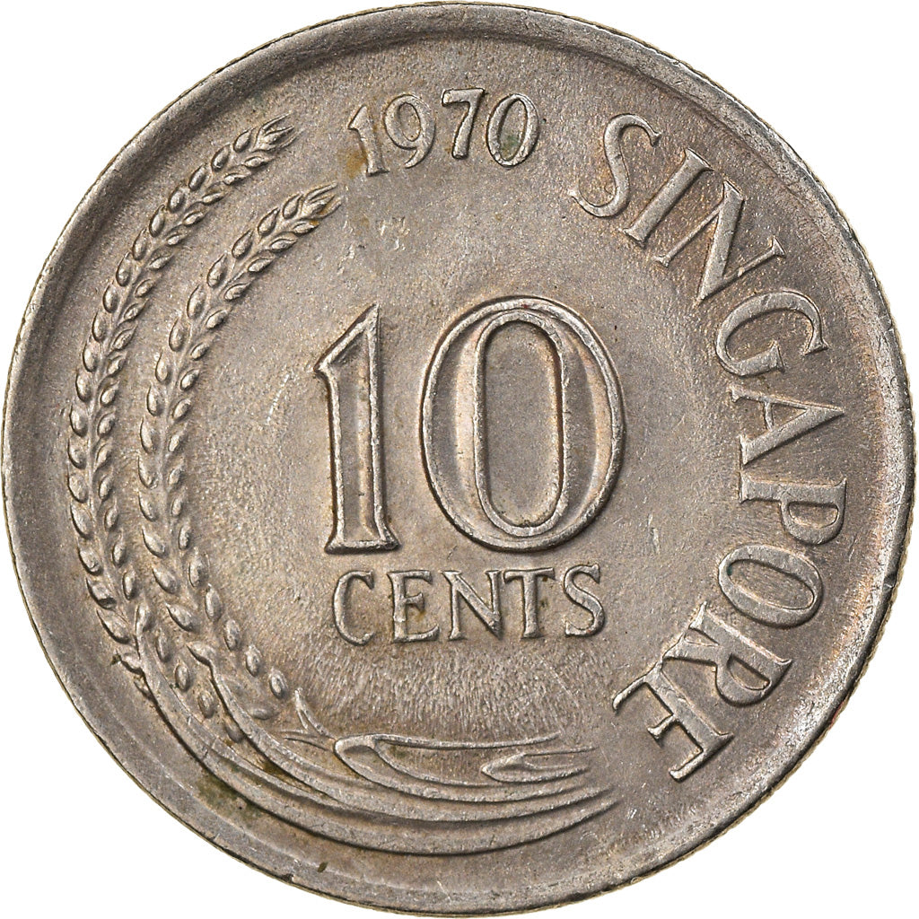 Coin, Singapore, 10 Cents, 1970, Singapore Mint, VF(30-35), Copper-nickel, KM:3