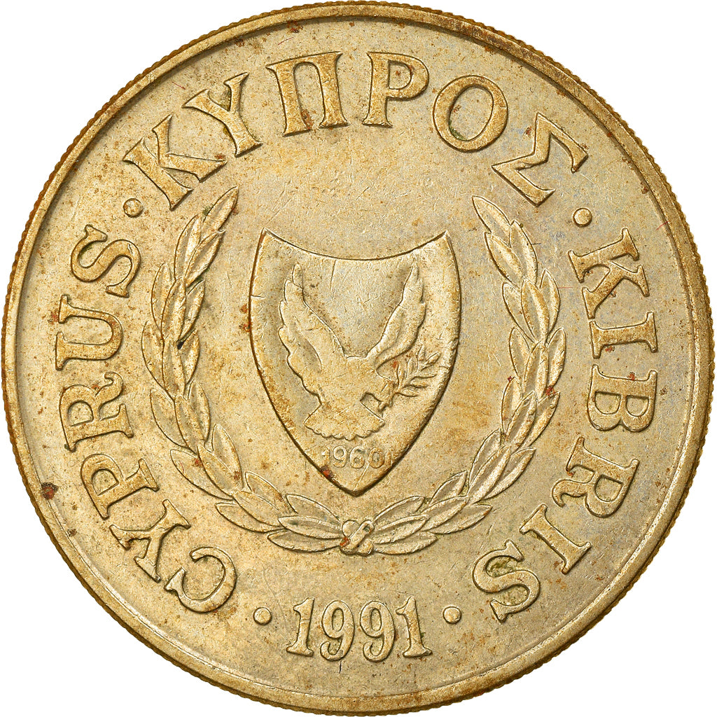 Münze, Zypern, 20 Cents, 1991, S+, Nickel-brass, KM:62.2