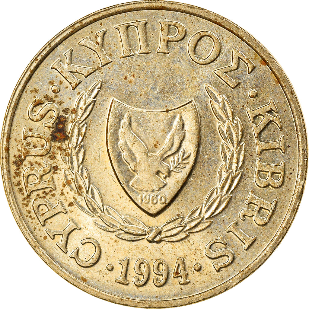 Moeda, Chipre, 2 Cents, 1994, EF(40-45), Níquel-Latão, KM:54.3