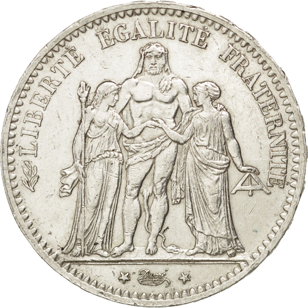 FRANCE, Hercule, 5 Francs, 1875, Paris, KM #820.1, EF(40-45), Silver, Gadoury...