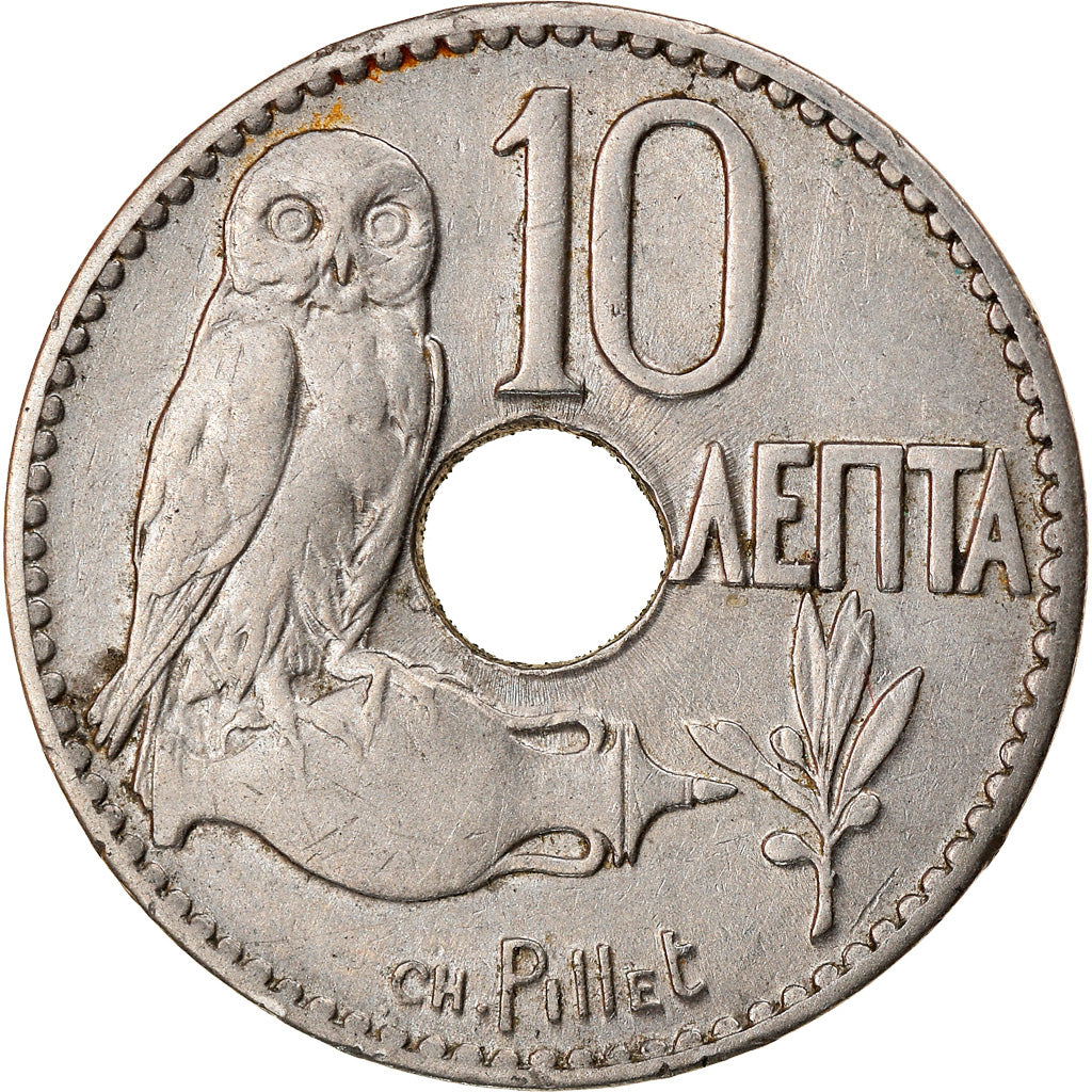 Coin, Greece, George I, 10 Lepta, 1912, EF(40-45), Nickel, KM:63