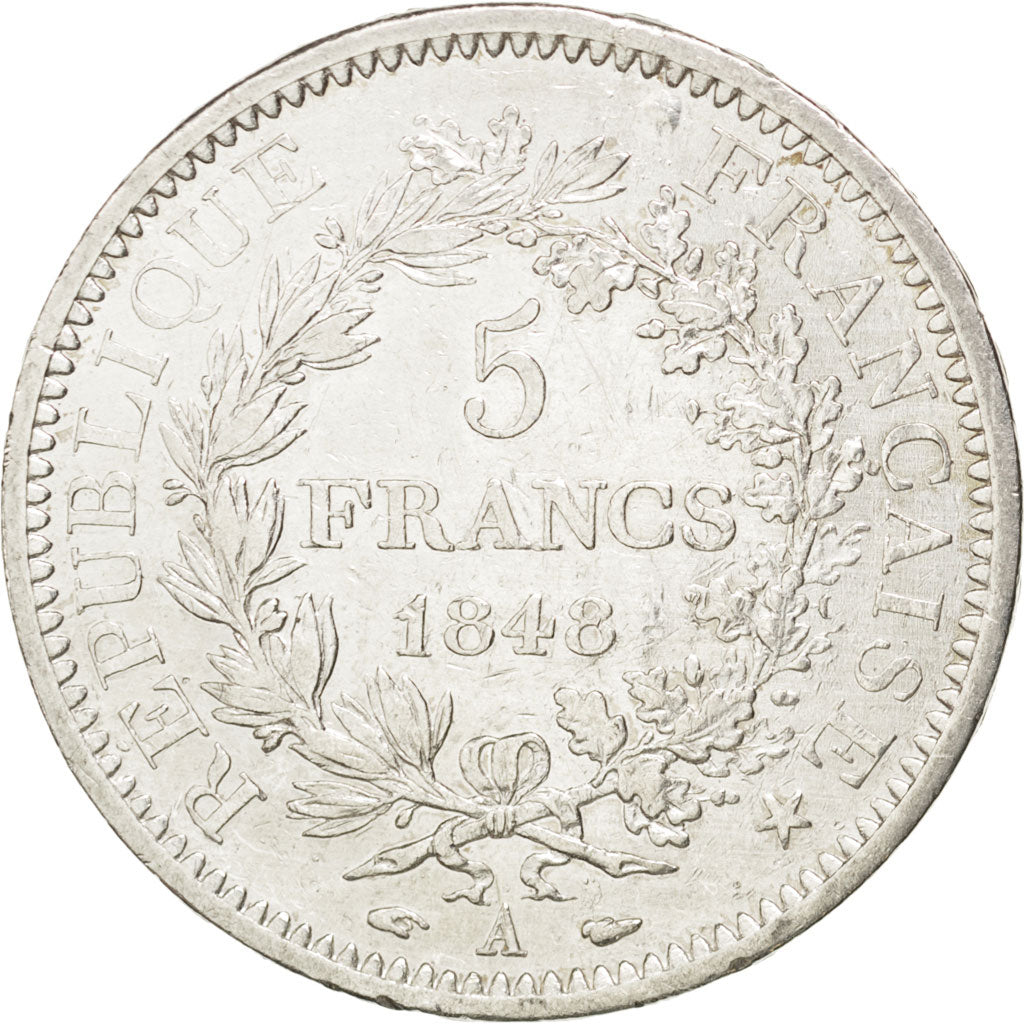 FRANCE, Hercule, 5 Francs, 1848, Paris, KM #756.1, EF(40-45), Silver, Gadoury...