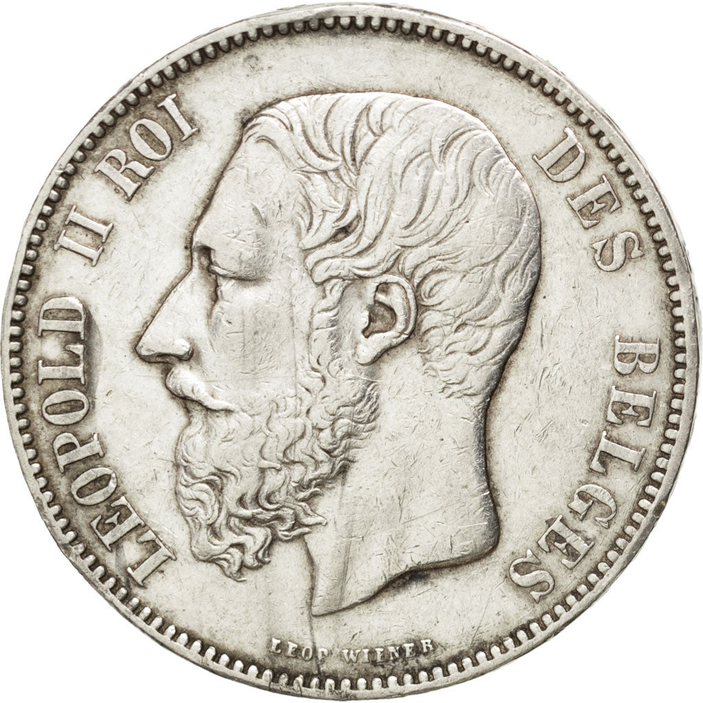 BELGIUM, 5 Francs, 5 Frank, 1873, KM #24, VF(30-35), Silver, 25.01