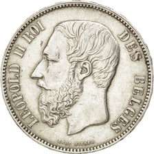 BELGIUM, 5 Francs, 5 Frank, 1873, KM #24, EF(40-45), Silver, 24.95