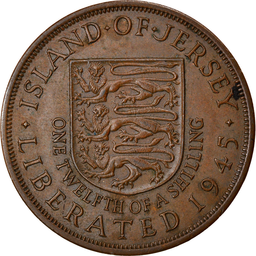 Coin, Jersey, George VI, 1/12 Shilling, 1945, EF(40-45), Bronze, KM:19