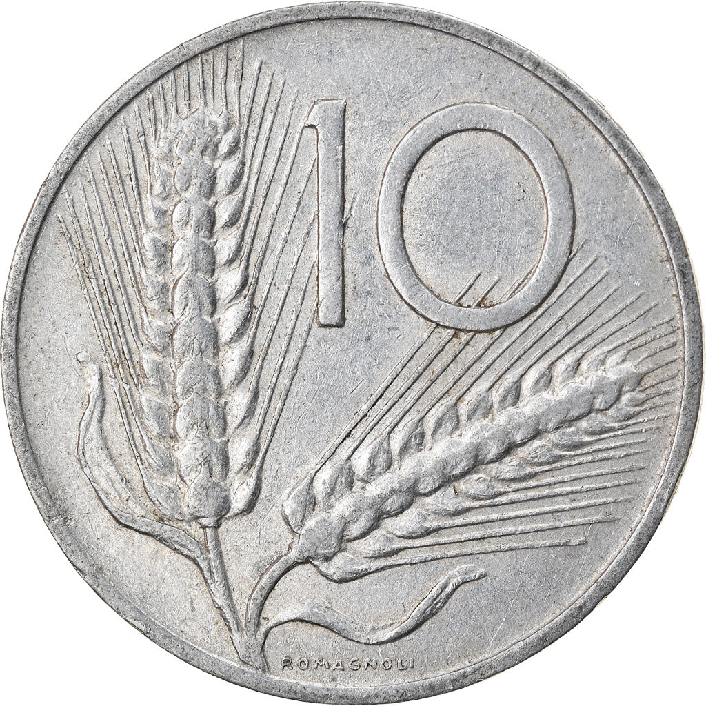 Coin, Italy, 10 Lire, 1965, Rome, EF(40-45), Aluminum, KM:93