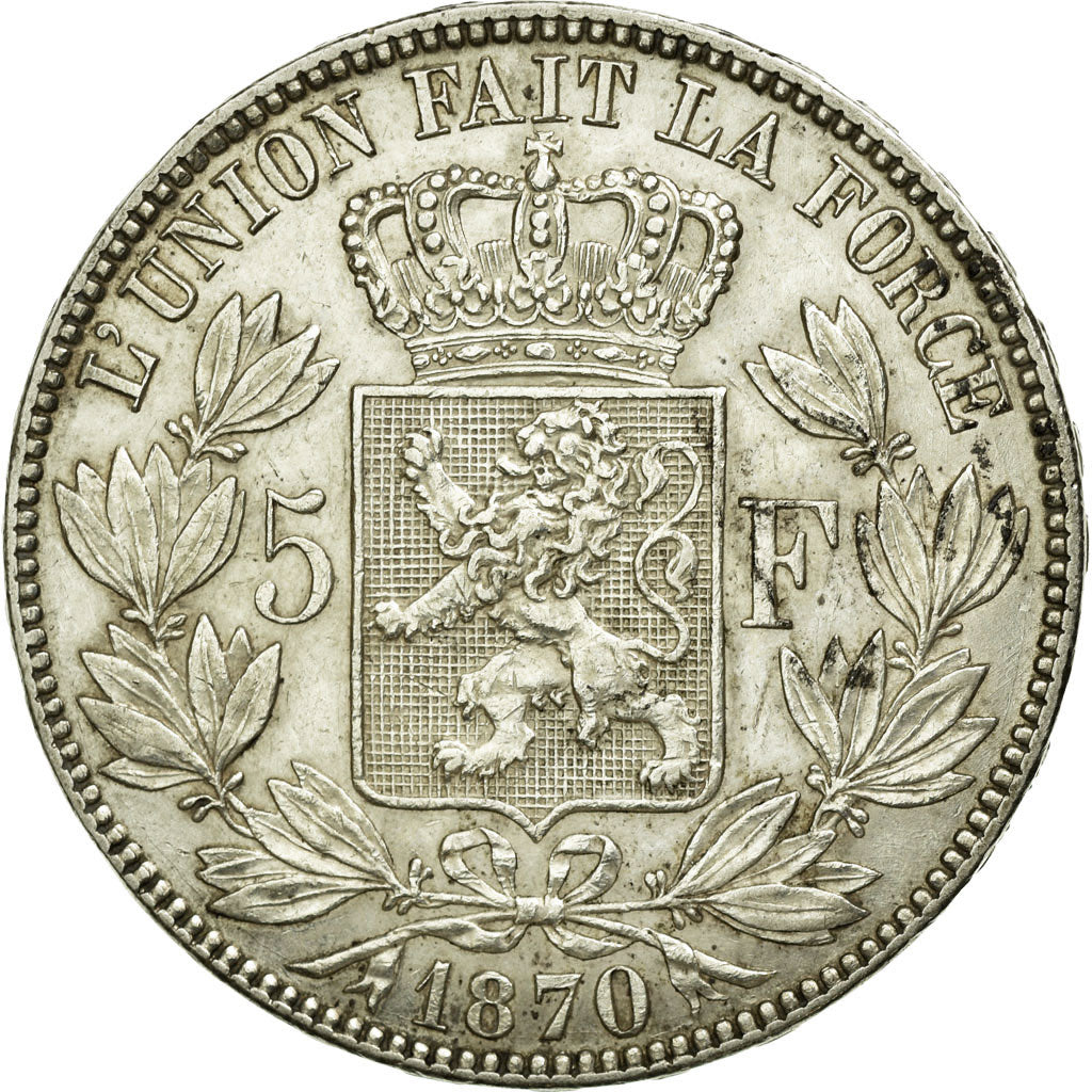 Coin, Belgium, Leopold II, 5 Francs, 5 Frank, 1870, EF(40-45), Silver, KM:24