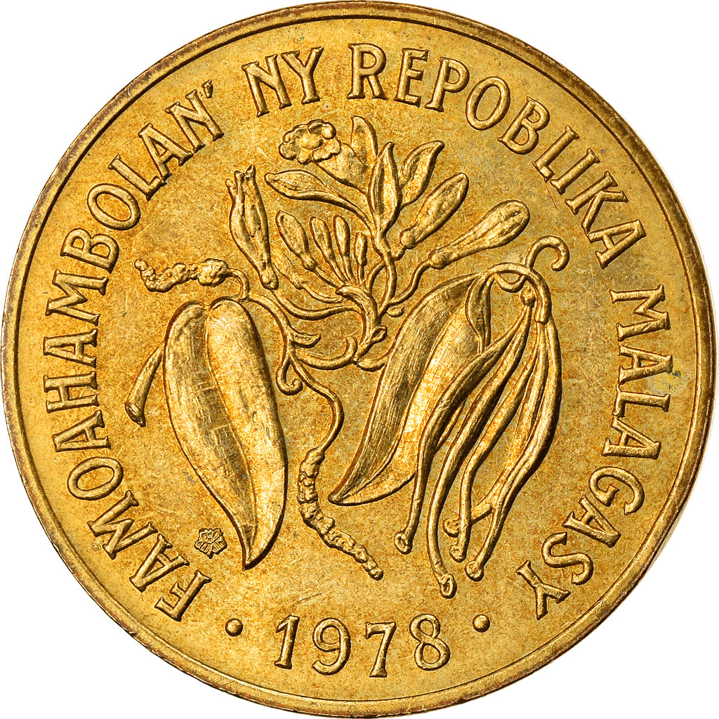Coin, Madagascar, 10 Francs, 2 Ariary, 1978, Paris, EF(40-45), Aluminum-Bronze