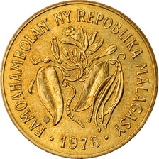 Coin, Madagascar, 10 Francs, 2 Ariary, 1978, Paris, EF(40-45), Aluminum-Bronze