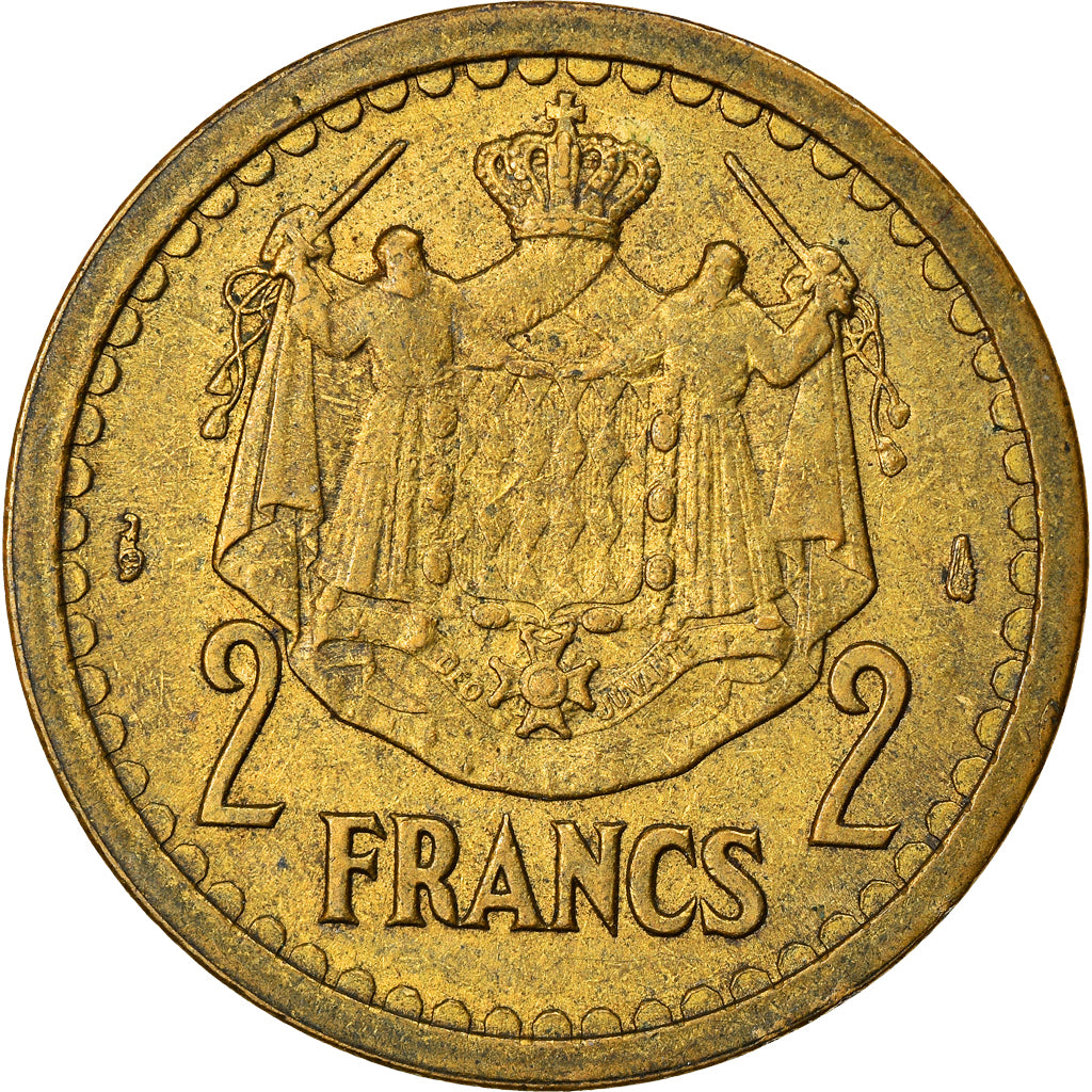 Moneta, Monaco, Louis II, 2 Francs, 1943, Paris, VF(30-35), Aluminium, KM:121