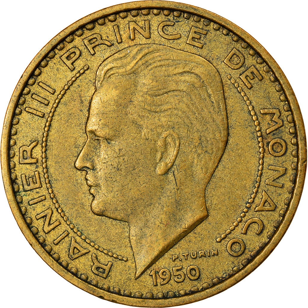 Coin, Monaco, Rainier III, 50 Francs, Cinquante, 1950, VF(30-35)