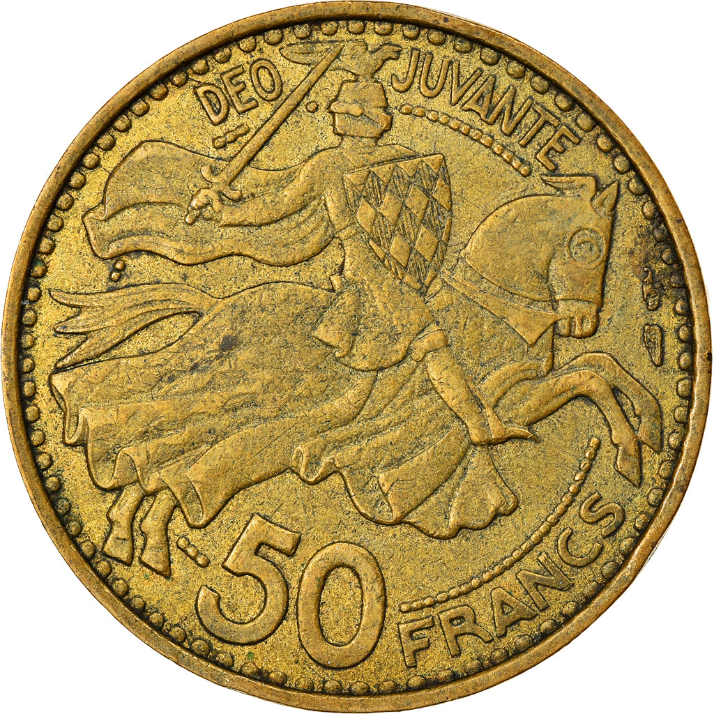 Coin, Monaco, Rainier III, 50 Francs, Cinquante, 1950, VF(30-35)