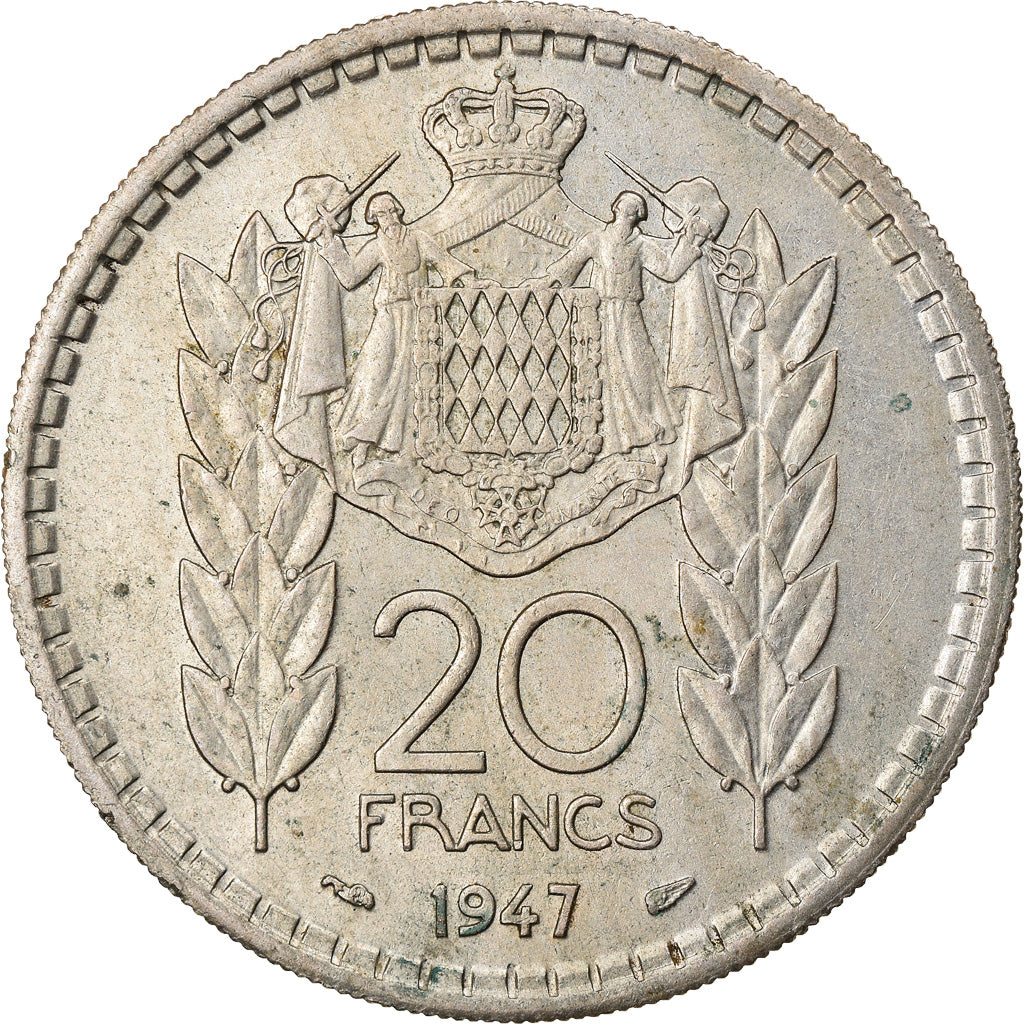 Coin, Monaco, Louis II, 20 Francs, Vingt, 1947, Paris, EF(40-45), Copper-nickel