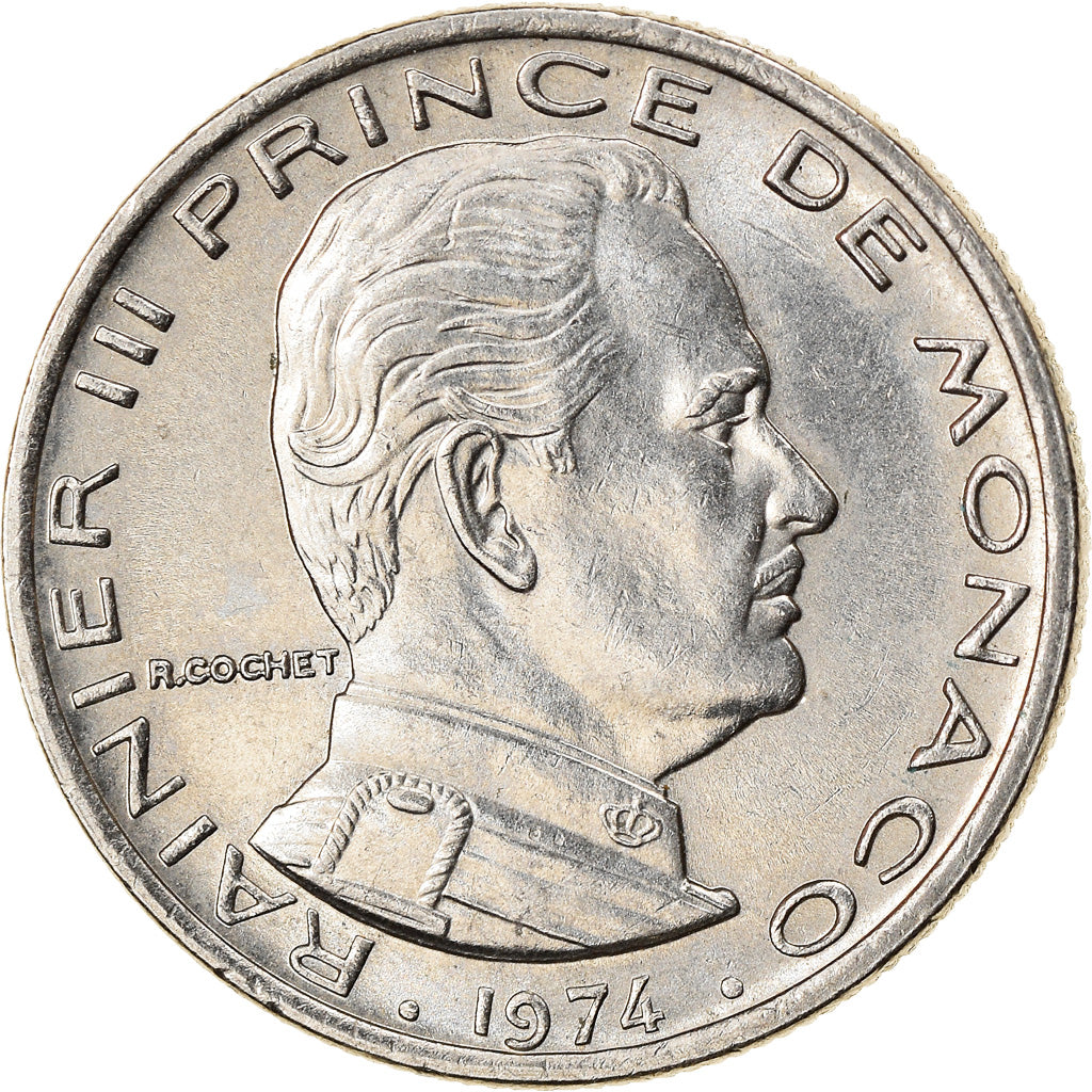 Moneta, Monaco, Rainier III, 1/2 Franc, 1974, BB, Nichel, KM:145