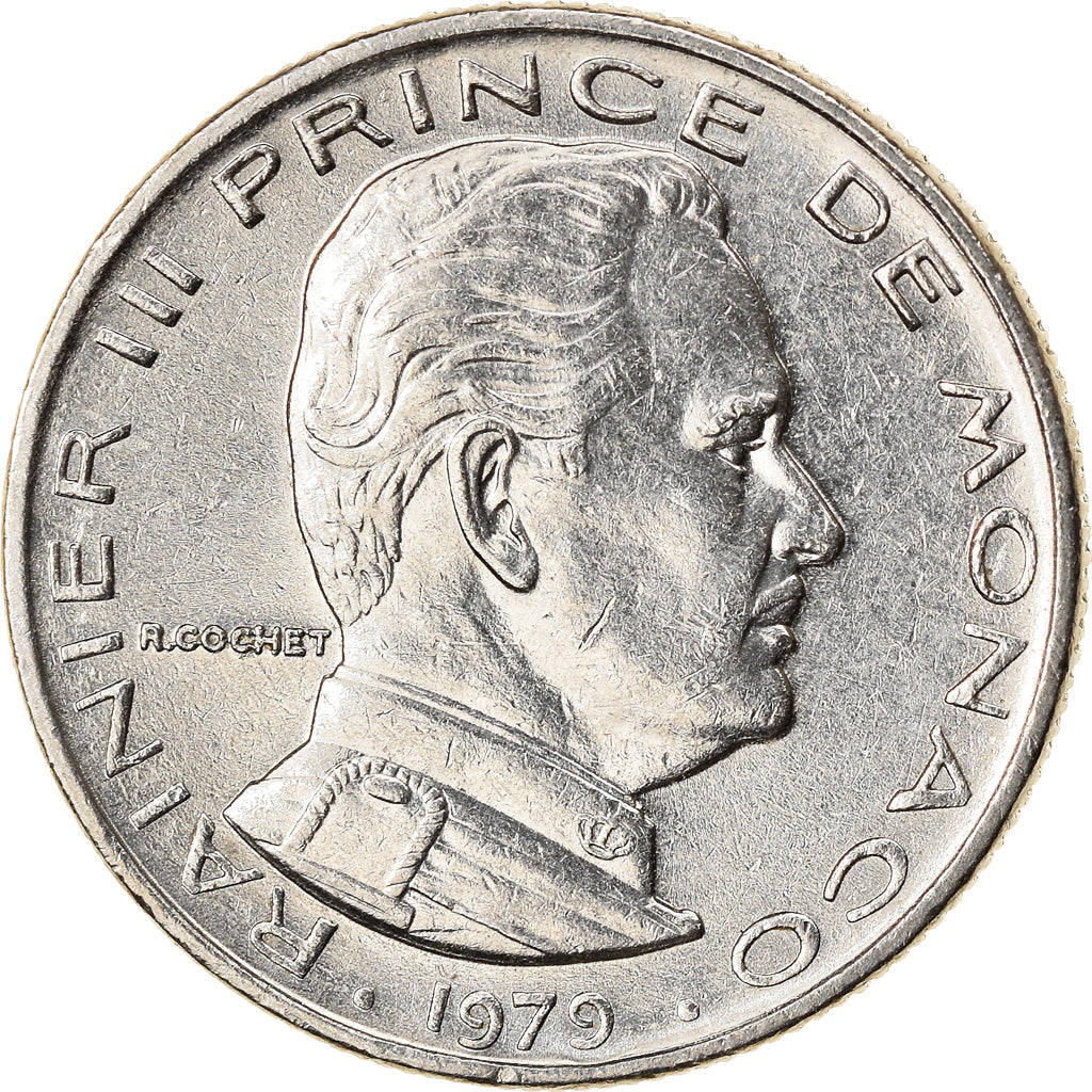 Coin, Monaco, Rainier III, 1/2 Franc, 1979, EF(40-45), Nickel, KM:145