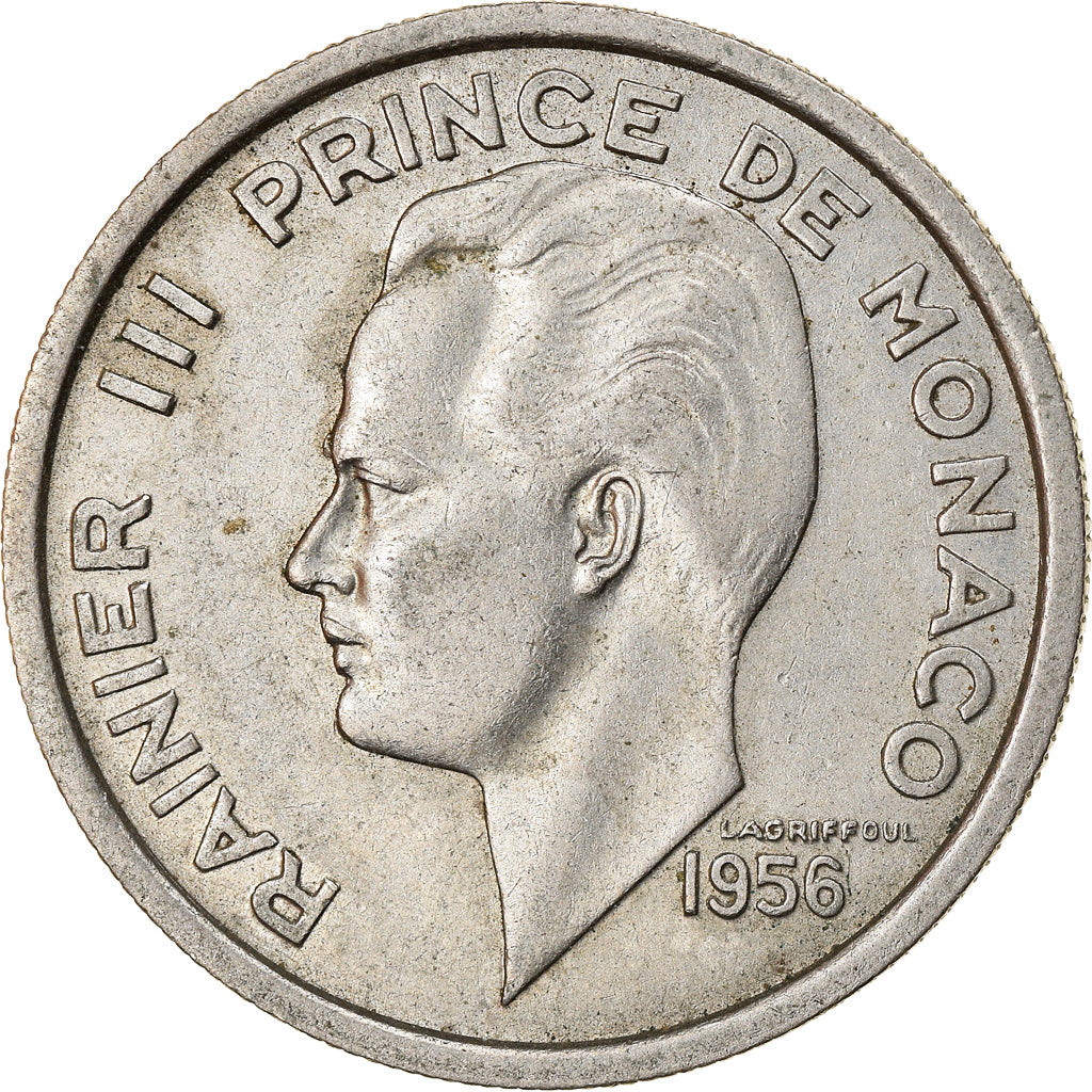 Coin, Monaco, Rainier III, 100 Francs, Cent, 1956, VF(30-35), Copper-nickel