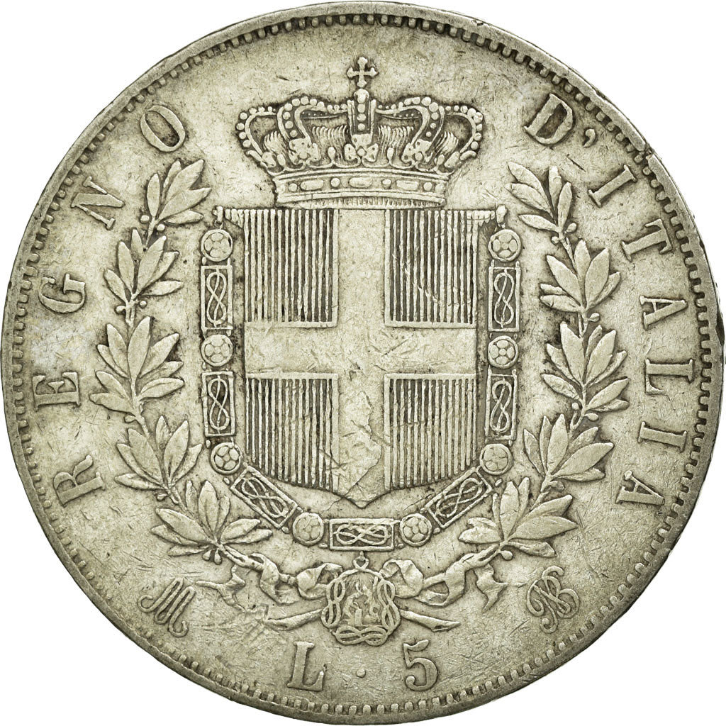 Coin, Italy, Vittorio Emanuele II, 5 Lire, 1873, Milan, EF(40-45), Silver