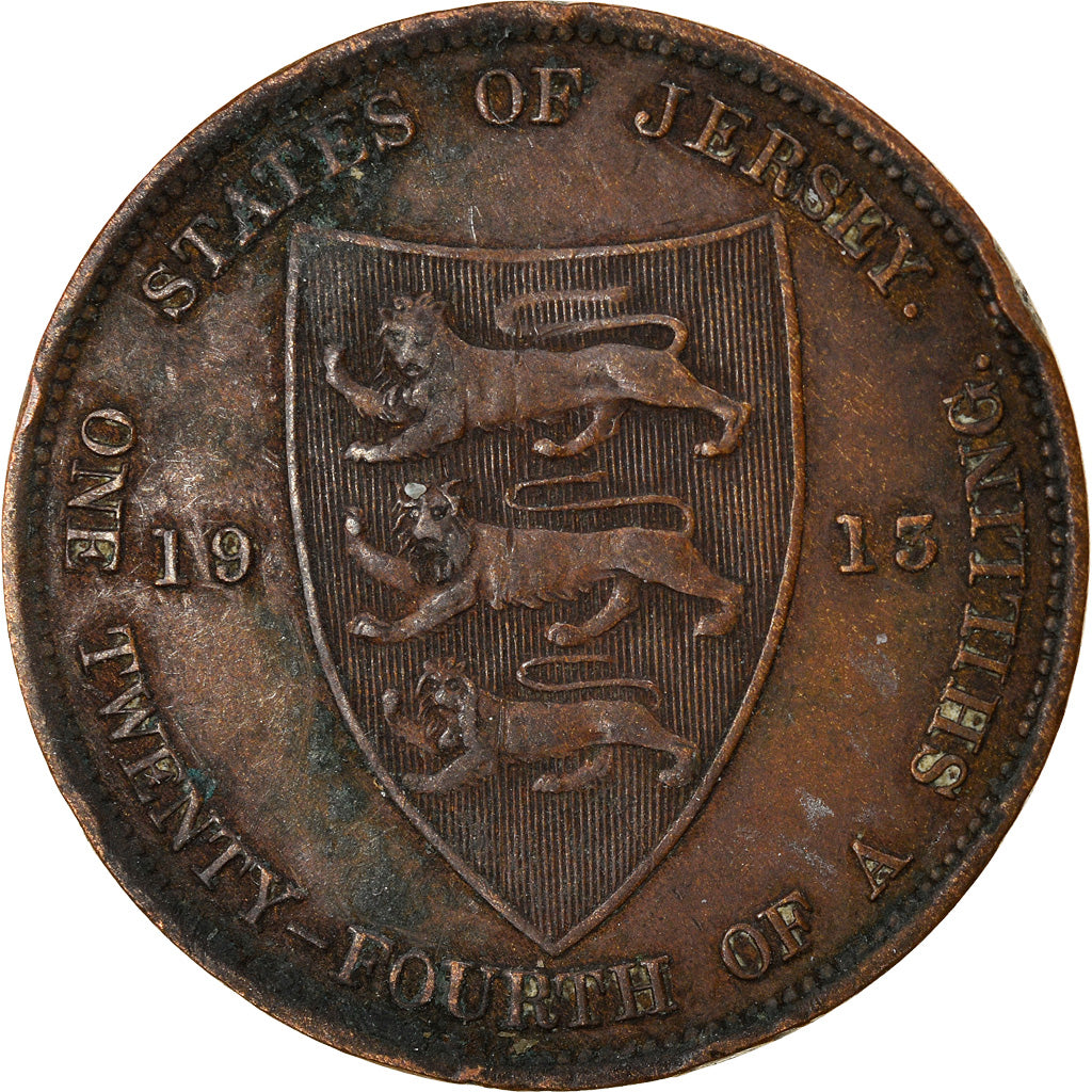 Coin, Jersey, George V, 1/24 Shilling, 1913, VF(20-25), Bronze, KM:11