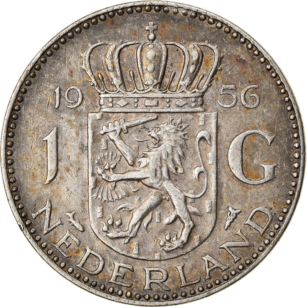 Munten, Nederland, Juliana, Gulden, 1956, FR, Zilver, KM:184