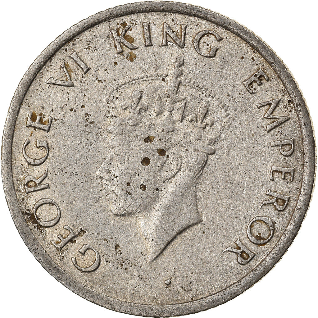 Coin, INDIA-BRITISH, George VI, 1/4 Rupee, 1947, VF(30-35), Nickel, KM:548