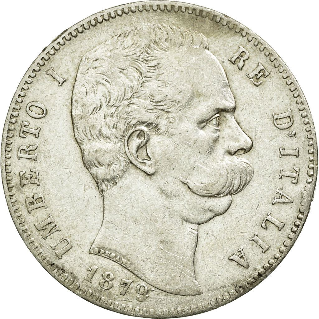 Coin, Italy, Umberto I, 5 Lire, 1879, Rome, VF(30-35), Silver, KM:20